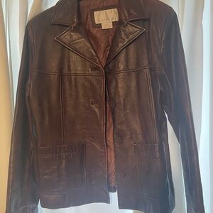 Nine West vintage leather blazer in burgundy.